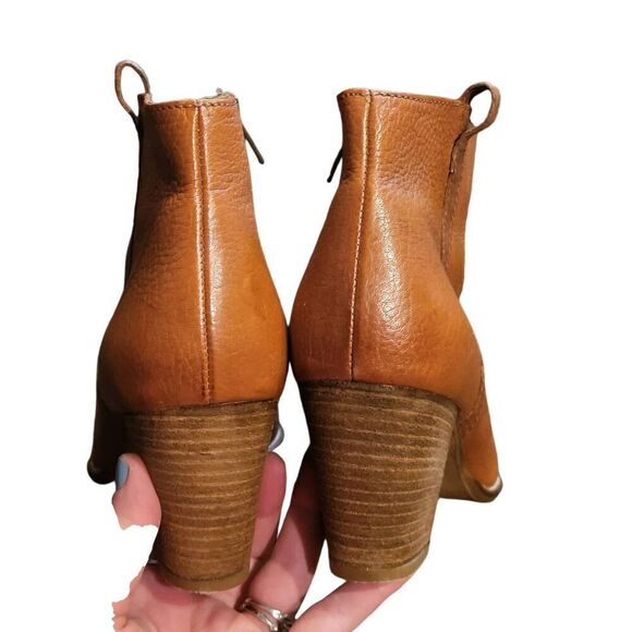 Madewell Billie Leather Boots Women's 8 Cognac Tan Italian Leather Ankle Zip - Picture 5 of 6
